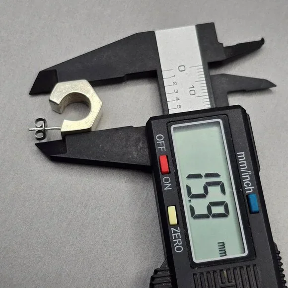 Sterling Silver Geometric C-Hoop Earrings Bold .75" Modern Hexagon Design - Picture 10 of 13